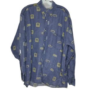 Lemon & Soda Linen Blend Shirt Blue‎